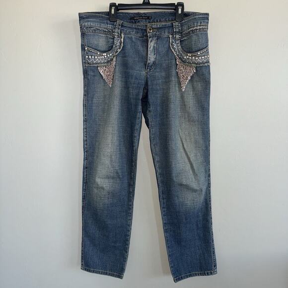 Scervino Street Woman’s Y2K Jeans Size 30 Embellished Beads Sequins XE6021 Italy - Picture 1 of 12
